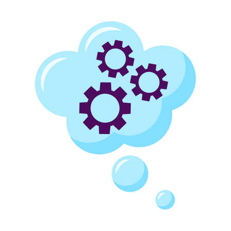 Speech Bubble with Gear vector concept blue icon or symbolのイラスト素材