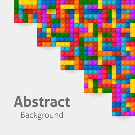 Multi-Colored Toy Bricks Picture Frame with white background. Template of plastic parts for textのイラスト素材