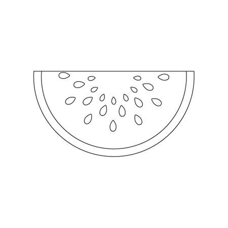 Coloring book page for preschool children with outlines of watermelon slices and a colorful copy of them.のイラスト素材