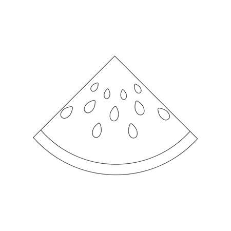 Coloring book page for preschool children with outlines of watermelon slices and a colorful copy of them.のイラスト素材