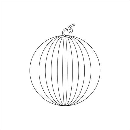 Coloring book page for preschool children with outlines of watermelon slices and a colorful copy of them.のイラスト素材