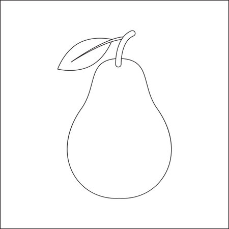 Coloring Page Outline of cartoon sweet pear. Summer fruit. Coloring book for kids.のイラスト素材