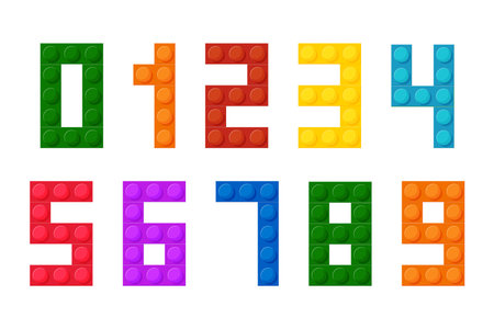 Vector numbers from plastic constructor. Building brick number for poster, banner, logo, print for...
