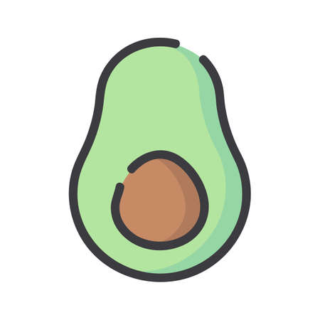 Avocado color line icon, food and keto diet, avocado sign vector graphics, editable stroke colorful linear iconのイラスト素材