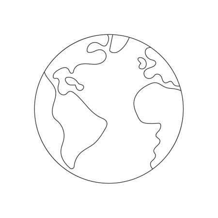 Coloring book page for preschool children with earth sketch to color. Vector illustration isolated on white background.のイラスト素材