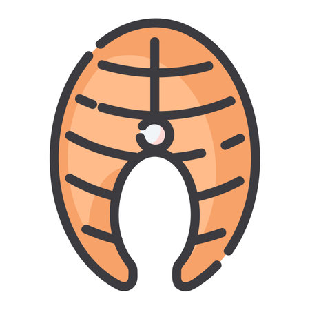 Fish steak filled outline icon, line vector sign, linear colorful pictogram isolated on white. vector illustrationのイラスト素材