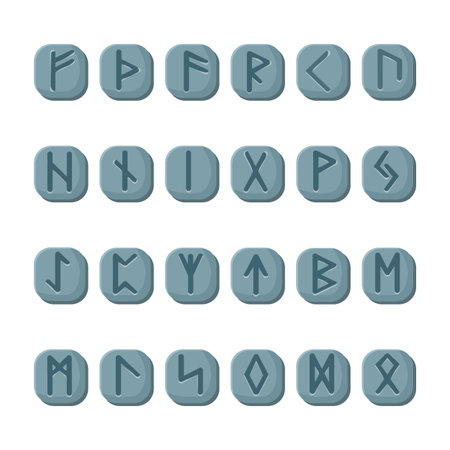 Runes set. Rune alphabet, futhark. Writing ancient Germans and Scandinavians. Mystical symbols.