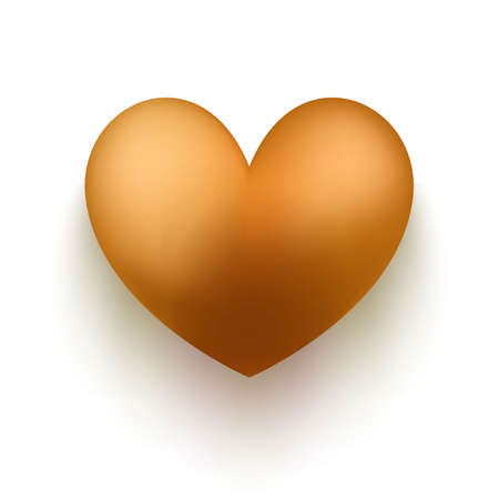 Vector realistic golden heart isolated on background Gold decorative design element for Valentines Day love card weddingのイラスト素材