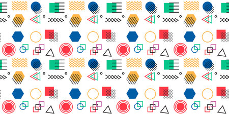 Memphis seamless pattern 80's-90's styles on background. Trendy memphis style. Colorful geometric...