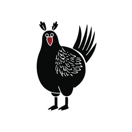 Chicken linocut vector illustration. Pattern for linocut, embroidery, crafts. Hen.のイラスト素材
