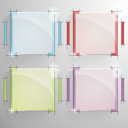 Set of vector glossy banner with colorful line designe on the monochrome background.のイラスト素材