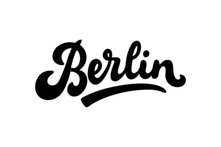 Berlin, Germany vector illustration, lettering. Modern brushpen calligraphy for t-shirt, banner, poster, flyer, postcard, print, fridge magnetのイラスト素材