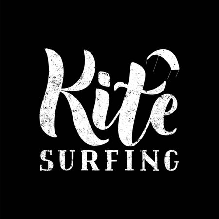 Kitesurfing hand written textured lettering logo. Vector illustration for banner, poster, flayer, clothes, t-shirtのイラスト素材
