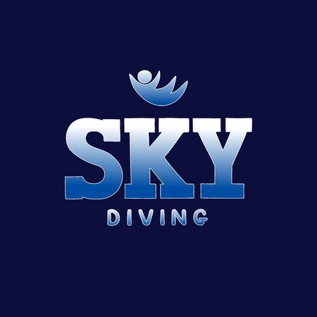 Skydiving, bodyflying hand drawn lettering logo, emblem with silhouette of person.のイラスト素材