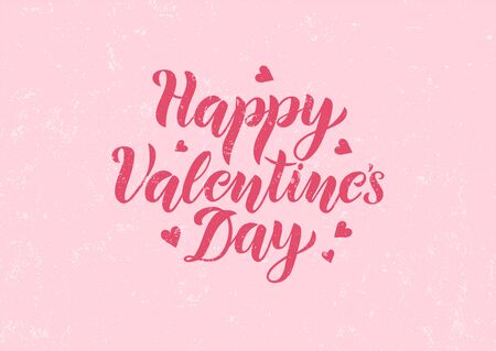 Happy Valentine's Day - Handwritten lettering quote for postcard, invitation, poster, banner, web. Modern brushpen calligraphy. Vector illustration EPS10.のイラスト素材