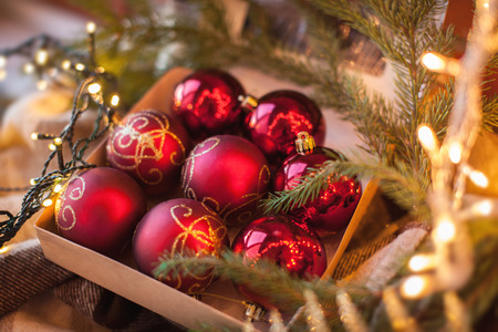 Home decoration for Christmas and New Year.  Christmas Composition.の写真素材