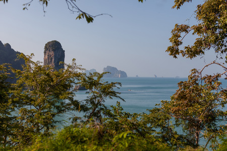 Andaman sea Krabi, South of Thailand. Landscape of paradise tropical island, limestone rocks. の写真素材