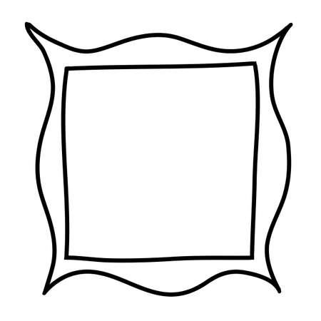 Square frame with original plastic border hand drawn. Black and white design element for decoration of photos or postcards. border colorless copy spaceのイラスト素材