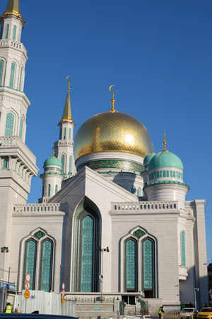 The Great Moscow Cathedral Mosque, vertical photography. The largest Muslim religious building in Russiaの写真素材