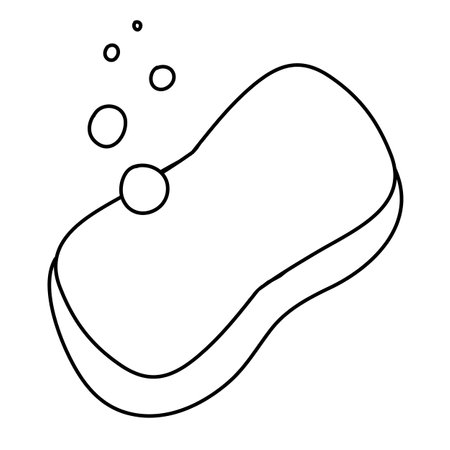 Soap bar with foam bubbles, black and white hand drawn doodle vector illustrationのイラスト素材