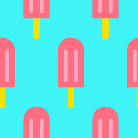 Seamless pattern ice cream on a stick, berry sorbet. Design for fabric, wrapping paper, cover, web,...