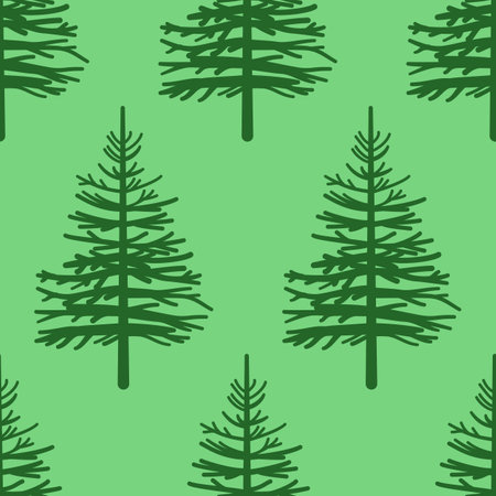 Christmas tree conifer seamless pattern. Design for fabric, wrapping paper, textile, natural floral background themeのイラスト素材