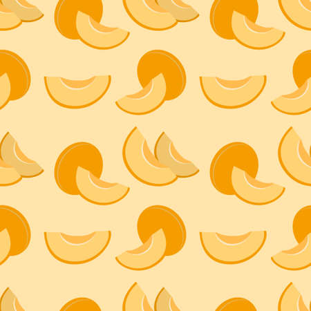 Seamless pattern with apricots slices on a yellow background, fruit pattern in monochrome. Design for fabric, textile, wrapping paper, wallpaper, backgroundのイラスト素材
