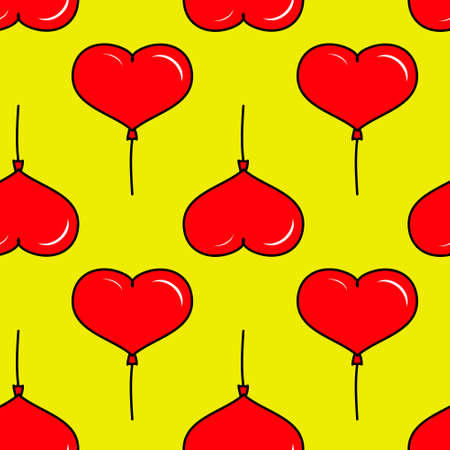 Heart balloon seamless pattern, red yellow color. Pattern for design of fabric and wrapping paperのイラスト素材