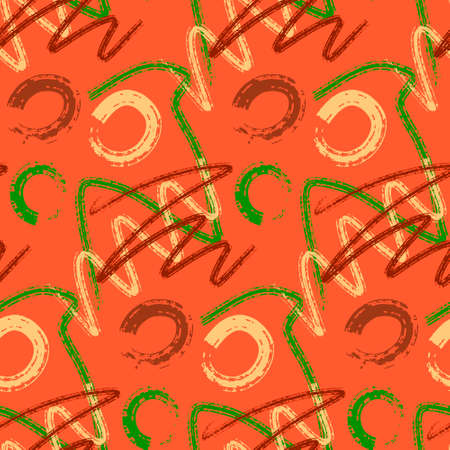 Abstract seamless pattern, green red orange paint stain. Design for fabric, wrapping paper, textile, graffiti backgroundのイラスト素材