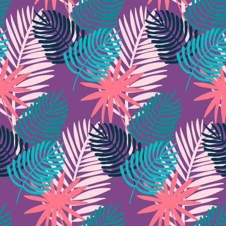 Palm leaf seamless pattern, carved tropical leaf paw, vector illustrationのイラスト素材