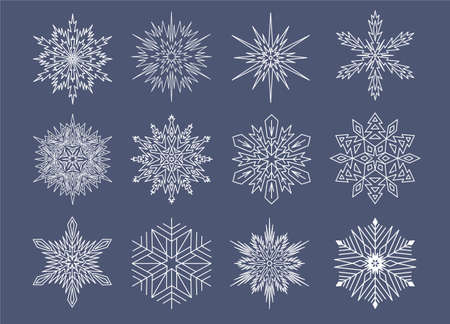 christmas white snowflake icon, crystal symbol vector illustrationのイラスト素材