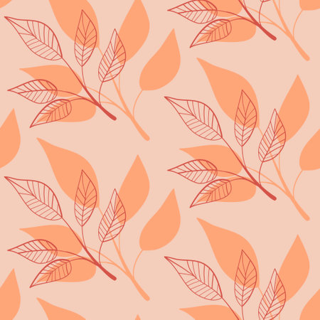Seamless pattern, pink flower plant leaf organic shape, simple design for textile and packaging vector illustrationのイラスト素材