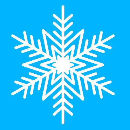 Symmetrical snowflake christmas decoration, geometric vector icon illustrationのイラスト素材