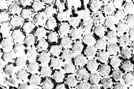 Black and white textured background, metal surface with hexagons, rusty iron design backgroundの写真素材