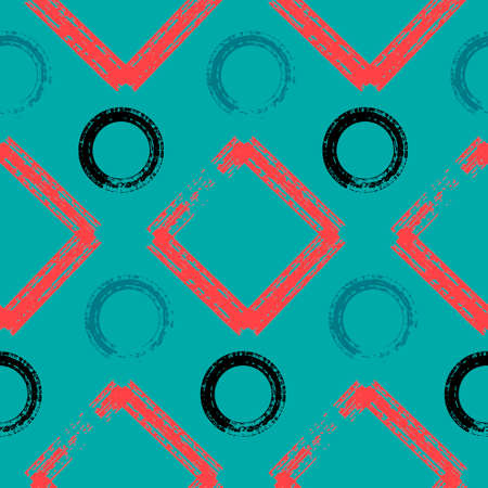 Seamless pattern, abstract background square rhombus circle geometric shape, graffiti vector illustrationのイラスト素材