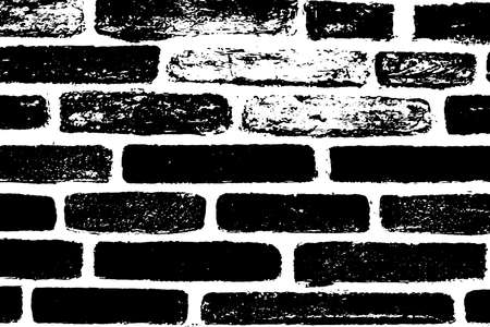 Vector brick wall texture, black and white grunge scratched textured effect background for designのイラスト素材