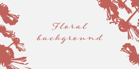 Floral background, pink silhouette of blossom flowers, copy space vector illustration for designのイラスト素材