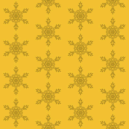 Simple snowflake on yellow background, christmas seamless pattern for decoration and gift wrapping paperのイラスト素材