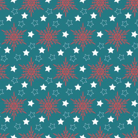 Crystal shape snowflake, christmas decoration seamless pattern for festive new year gifts decoration vector illustrationのイラスト素材