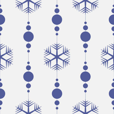 Crystal shape snowflake and round Christmas tree decoration, simple seamless pattern for festive new year gifts decorationのイラスト素材