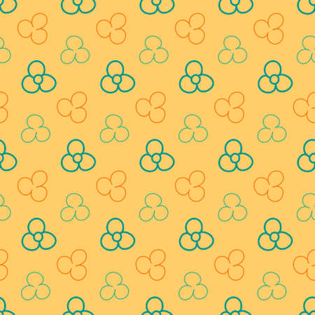 Seamless pattern childish hand drawn blue flower on yellow background, wallpaper wrapping textile design illustrationの写真素材