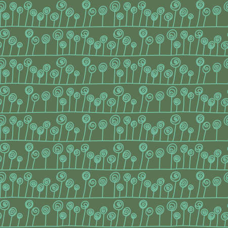 Boho ethnic ornament organic plant seamless pattern green marsh color design for textile and wrapping paper vector illustrationのイラスト素材