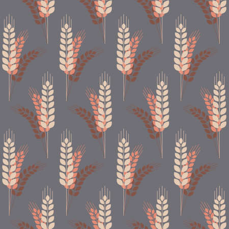 Sheaf of ears of wheat spikelet seamless pattern vector illustrationのイラスト素材