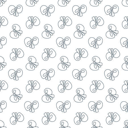 Bow line art on white background seamless pattern, Festive knotted bow vector Illustrationのイラスト素材