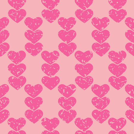 Heart seamless pattern for package design and anniversary wedding, grunge texture scratch fading