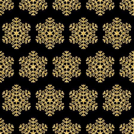 Golden seamless pattern with mandala snowflake shiny shining gold color backgroundの写真素材