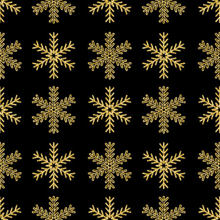 Golden snowflake flower mandala seamless pattern shining glitter background for chic designの写真素材