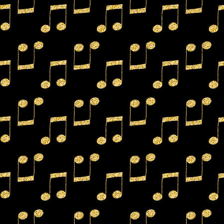 golden music note on black background for creative decorationの写真素材