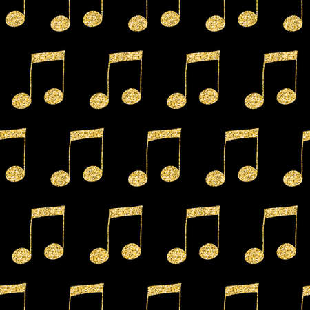 Golden music note on black background for creative design decorationの写真素材