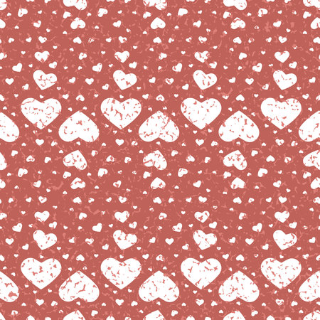 Heart seamless pattern for package design and holiday anniversary wedding, grunge texture scratch...